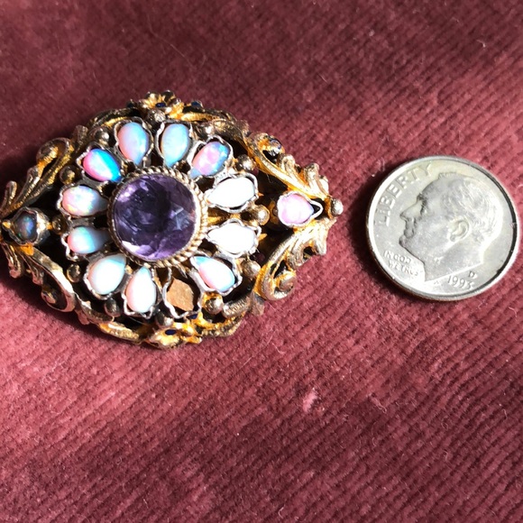 Jewelry - Antique Amethyst & Opal Pin